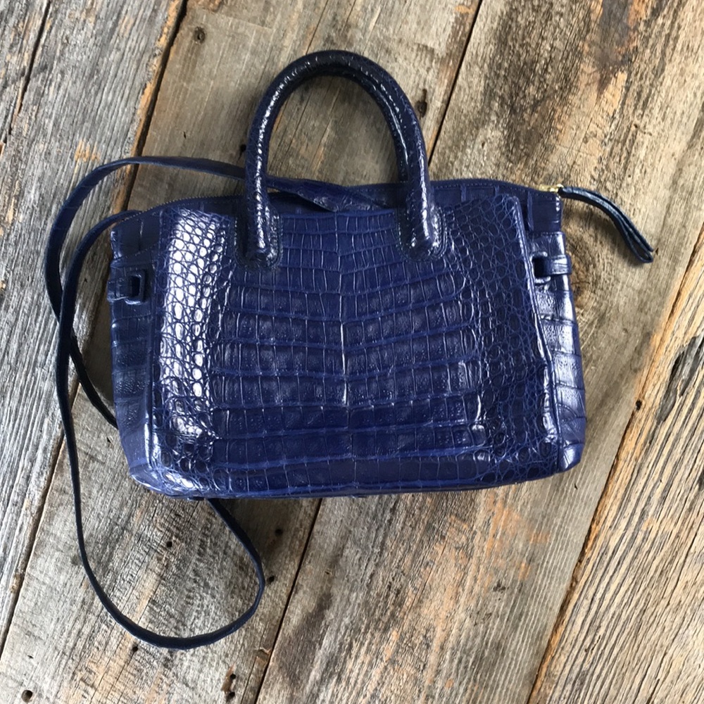 Nancy Gonzalez Christina Small Croc Handbag Blue - Picture 4 of 14